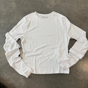 Vintage Y2K Abercrombie & Fitch White Longsleeve Ribbed Essentials Top Medium